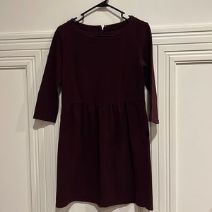 Loft Ribbed Maroon 3/4 length sleeve mini dress Sz 6P